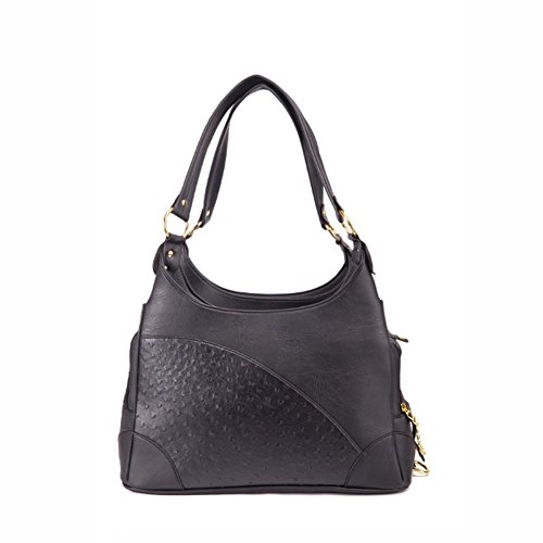 B-JOY Cuir gaufré Elégant bourse Animaux Tote pour petits Chiens Chats Caniche Poméranie Chihuahua (noir)