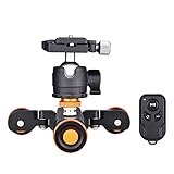 Fernbedienung: Kann Geschwindigkeit, Richtung und Pause kontrollieren, effektive Entfernung von 6m. Auch hat der Dolly Steuertasten