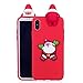 Price comparison product image Awenroy 3D Cartoon Christmas Case for iPhone XS Max Cute Soft TPU Bumper Back Cover Candy Colour Lovely Santa Claus Design Flexible Silicone Back Case Ultra Slim Fit Rubber Gel Skin Protective Shell for Apple iPhone XS MAX (2018) 6.5 Inch - Red Santa Claus
