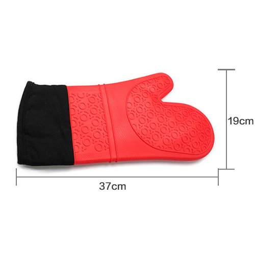PURENJOY Silikon Ofenhandschuhe – Extra Lange Hitzebeständige Gesteppte Baumwolle Futter, Große Grillen Kochen Rutschfeste Wasserdichte Küche Handschuhe - 2