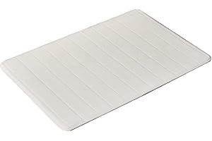 VSUSN Tapis de Bain antidérapant en Mousse à mémoire de Forme pour Salle de Bain, Microfibre(Blanc,30 x 50 cm)
