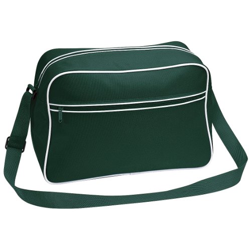 Bagbase - Mochila bandolera modelo Retro ( 18 litros) (Talla Única/Verde botella/blanco)