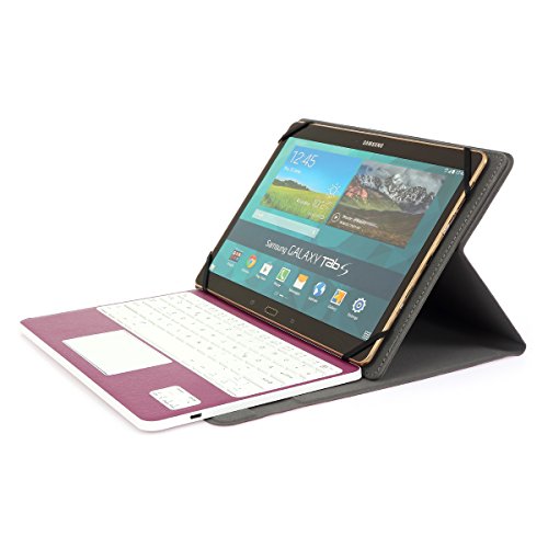 Besmall Wireless Touch Bluetooth Drahtlose Tastatur mit QWERTZ Tastaturlayout für Android Windows Tablet Smartphone(Mit PU-Hülle,Lila) - 4