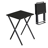 Metal / Madera D\'CASA Juego De 2 Mesitas con Soporte Negras