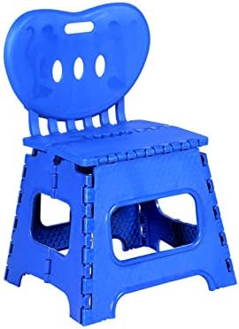 SARANGWARE Creative Portable Baby Stool Folding Step Stool, Folding Chairs with Backrest for Kids (Blue)