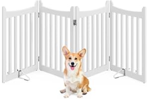 Yaheetech Barrière de sécurité sans perçage autoportante Pliable Parc pour Chien en Bois 201,5×60,5×2cm Barrière Chien Intérieur Parc Chiot Clôture pour Animaux de Compagnie