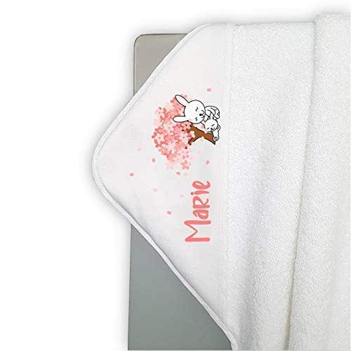 Cape De Bain En Eponge Personnalisable Pour Enfant Modele Lapins Sortie De Bain Personnalisee Pour Bebe Avec Prenom 100 Coton 80 X 80 Cm Amazon Fr Produits Handmade