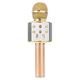 caracteristicas: WOVELOT Handheld Bluetooth inalambrico Karaoke Microfono Reproductor de telefonos Mic Altavoz Grabar Musica KTV Microfono