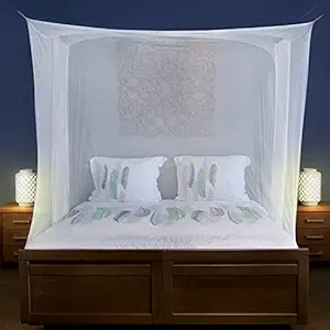 Popular Double Bed Mosquito Nets Avoid Annoying Insects Ivory Color HDPE Net (7X7 Feet)