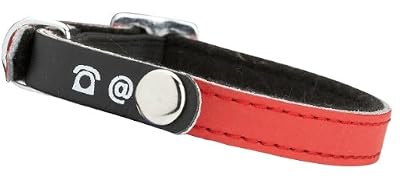 Bobby Collier pour chat"porte-adresse" en cuir rouge