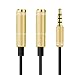 Price comparison product image ULTRICS® 3.5mm Y Audio Splitter Cable Male to Female Headphone Jack Extension Cord Compatible with iPhone Samsung Smartphones Tablets MP3 players Headset Speakers with Mic function (Gold)