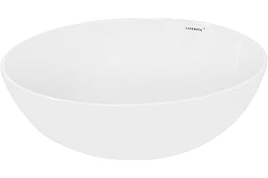 ECD Germany Lavabo Cerámico Redondo con Agujero Conexión Estandar - Blanco - Lavamanos sobre Encimera - 400 x 395 x 147 mm - Diseño Moderno - Fregadero sin Juego de Desagüe - Realza Cada Baño o Aseo