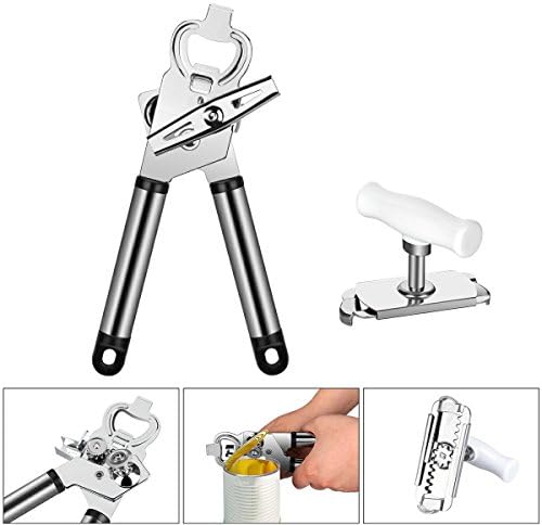 Victool 2in1 Can Opener Set, Manual Tin Opener with Stainless Steel Handle - Silver (22 x 5 x 4.8 cm)