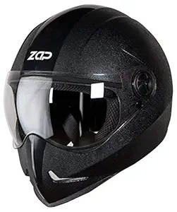 Steelbird SB-50 Adonis Zap Classic Full Face Helmet Stylish Bike Helmet (Large 600 MM, Black with Plain Visor-Designed for Aerodynamics Ride)