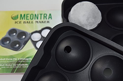 Saft, Gin Tonic & Whisky Gläser lieben diese Kugeln! Eiskugelform aus Silikon für riesen Eiskugeln je 4,5 cm, Eiswürfelbehälter oder Eiswürfelform als Eiskugel mit speziellem Dichtungsring! - 8