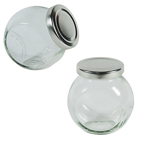 Viva Haushaltswaren #34637# 4 Gewürzgläser 192ml / Glasdosen mit Schraubverschluss inklusive einer Holzschaufel, Glas, silber / transparent, 8 x 5.9 x 8.1 cm - 2