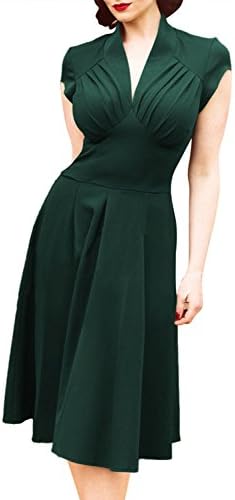 Sweetmeet Women's 1940s Vintage Rockabilly Ball Gown Flared Dress Swing Skaters