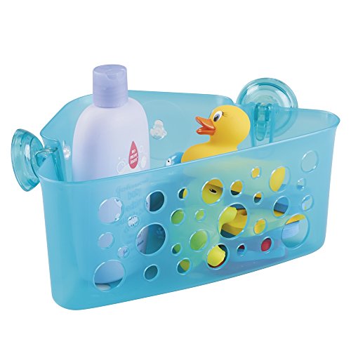Interdesign 09467EU Power Lock Bubblz Eckkorb mit Saugnäpfen, aqua