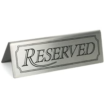 Panneau 'Réservé' En Acier Inoxydable - Double Face - Pour Restaurant, Café, Hôtel - 12x4cm