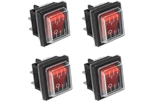 JINXIAN JINXM 4Pcs Interrupteur à Bascule Interrupteur à Bascule lumière Rouge ON/OFF Avec Couvercle étanche Largement Utilisé Dans Divers Types D'appareils électriques