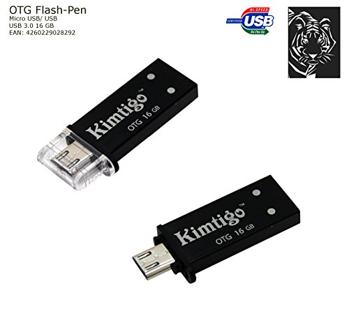 16 GB OTG (On the Go) Speicher Pen USB 3.0 für Samsung Smartphone mit OTG Technologie: zB für Galaxy S2 S3 S4 S5 S6 Note 2 Note 3 Note 4 Edge* für Windows & Apple OS Betriebssystem – Extra Kapazität – Datenaustausch Smartphone PC Dual USB- 16GB schwarz - 2