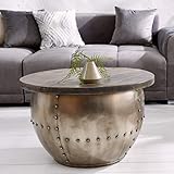 MATERIAL: Tischplatte: Mangoholz | Tischkorpus: Pulverbeschichtetes Metall mit Schweißnieten