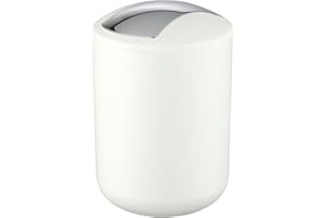 WENKO Poubelle Salle de Bain, Mini Poubelle Salle de Bain 2L, 14x21x14 cm, Blanc