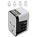 Produktbild Universal Reiseadapter, Reisestecker Adapter Ladegerät Ladeanschlüsse mit USB-Ports Reiseadapter Weltweit Stromadapter Stecker für 150 Ländern USA, UK, Euro, AUS Standard (Weiß,White Box)
