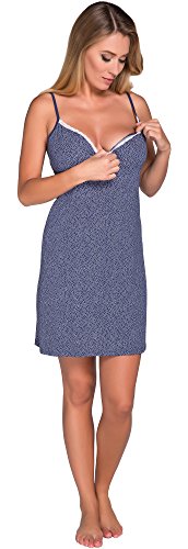 Italian Fashion IF Womens Maternity Night Dress Odetta 0113 (Navyblue, M)
