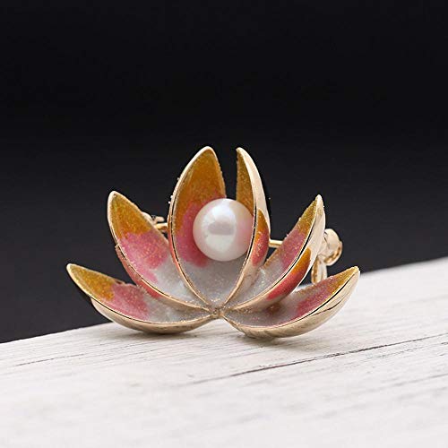 Serired Brooch Exquisite Delicate Color Multi-Color Mosaic Imitation Pearl Lotus Small Mini Holiday Gift
