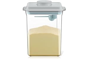 Cubble Airtight Baby Milk Powder Container with Spoon and Scraper, BPA-Free, Easy One-Press Button (2300 ml Rectangle + Spoon + Scraper)