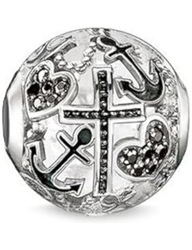 Thomas Sabo Damen-Bead Glaube, Liebe, Hoffnung Karma Beads 925 Sterling Silber geschwärzt schwarz K0138-643-11