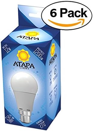 B22 LED bulb savings pack 6x A60 12W 1200 Lumens B22 270° Beam Angle Warm White Bayonet Cap Extremly Bright 80W Replacement Energy Seving Natural Light Colour Bulb Globe GLS Lamps for Shower Bathroom Kitchen Living Room Porch Home Garden Library Accessories