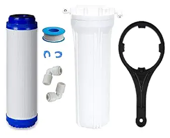 KRPLUS Pre Filter Housing with Granular Carbon Filter, Spanner key, 1/4'' Connectors Compatible with Mi, Livpure, Havells, Hindware, AO Smith, Kent and other Water Purifier (White)