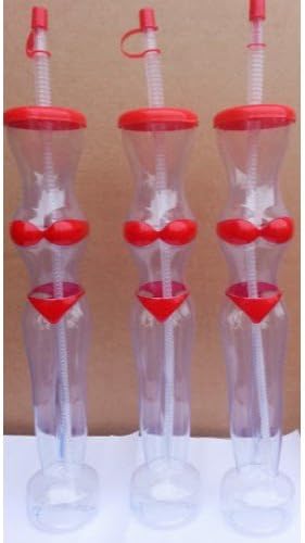 BIKINI Slush Yard Cups 15OZ x 48 cups with lid and straw RED