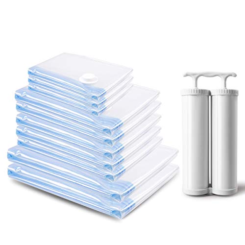MRS BAG Sacchetti Sottovuoto Salvaspazio 10 Pezzi (2*Extra Grandi+5*Grandi+3*Medi) Perfetto per la conservazione di Asciugamani, Piumini, Lenzuola, Cuscini, Coperta e Vestiti di Viaggio