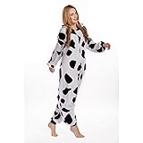 Free Fisher Damen/ Herren Schlafanzug Pyjama, Tier Kostüm, Kuh Schwarz und Weiß, Gr. XL (Körpergröße 178-188 CM) - 