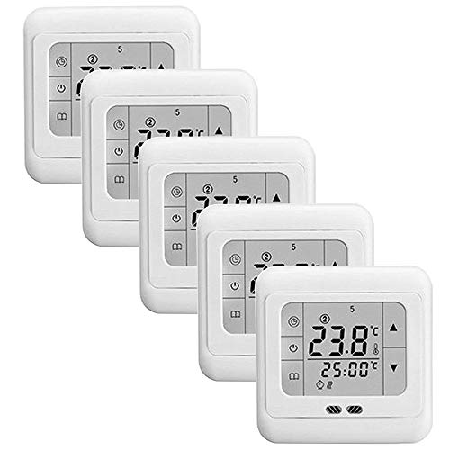 Preisvergleich Produktbild FROADP 5 Stück / Set Raumthermostat Digital Thermostat Programmierung Raumthermostat Heizungs Raum Temperatur Regler mit LCD TouchScreen Weiß Für Wade Die Heizung Wand Elektrische Usw (5 Stück / Set)