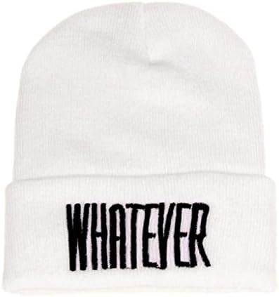 Pingtri Winter Black Whatever Beanie Hat And Snapback Men And Women Cap (White)