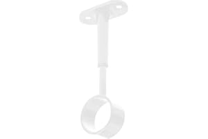Gedotec Tubi Support de rail de penderie pour montage au plafond | 1 pièce Blanc pour tringle de penderie ronde | Fixation de tringle à vêtements D : 25 mm | Support de barre de plafond réglable en