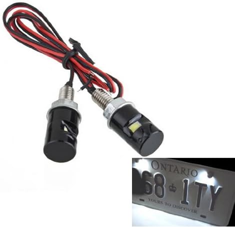 Motorbike Scooter Car License Number plate Bolts screws LED lights lamps xenon white (Pair)