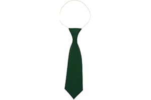 SUPGOD New Boys Pre-Tied Ties. Satin Plain Coloured Childrens Ties. Elasticated. 22 Colours Available. Handmade. Wedding, School, Fashion (Bottle Green)
