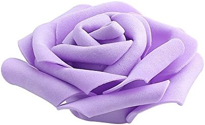 Crystalove 30pcs Foam Fake Flowers Rose Heads (3 inch, Purple)