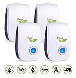 SHENGMI Répulsif Ultrason Contre Les Moustiques Lot de 4, Anti Rats/Souris,Mouches,Moustique,Cafards,Fourmis,Araigné,Puces,Parfait pour Jardin Maison Restaurant Cuisine Bureau Magasin