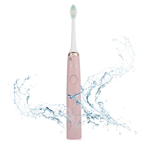 Elektrische Zahnbürste, GOMYHOM Wiederaufladbare Schallzahnbürste Wasserdicht Sonicare Zahnbürste mit Schalltechnologie 2 Bürstenköpfe, Rosa