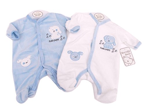 BNWT NB premature unisex little puppy velour sleepsuit 3-5lb 5-8lb 8-12 lbs (8-12lb, Blue)