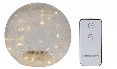 Dekokugel Glas,mit 20 LED Kristall, Ø15cm, 6h Timer