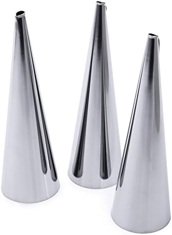 Stainless Steel Spiral Baked Croissants Horn Moulds Baking Cake Cookie Mold, 3.3" ＆ 4.7" (Set of 3) (3.35inches)