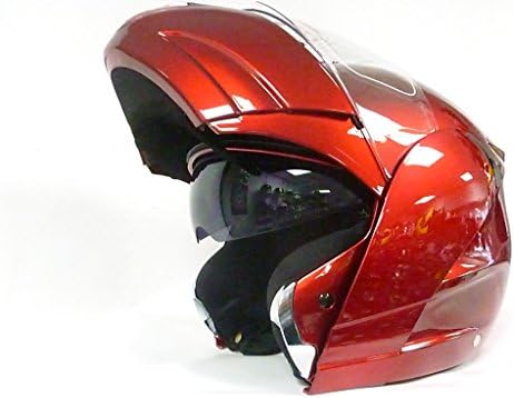 NEW 3GO E115 MOTORBIKE MOTORCYCLE FLIP UP GOLD ACU MODULAR HELMET IN BURGANDY (L)