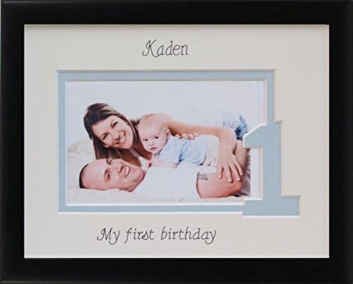 Baby Boy First Birthday Photo Frame, Personalised, 9 x 7 Black